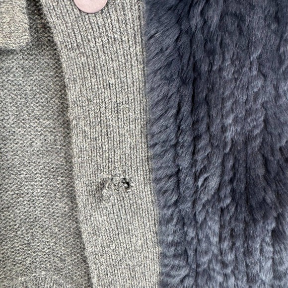 3.1 Phillip Lim Cape Sweater Women's Gray Merino Wool Fur Vented‎ 3/4 Sleeve - Picture 6 of 11
